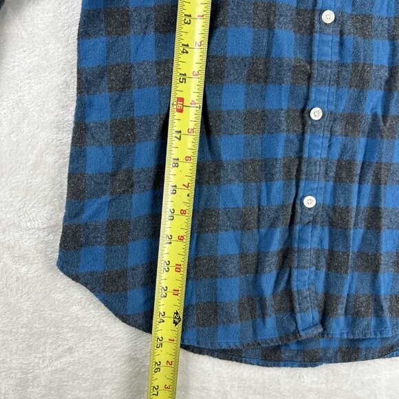 TAILOR VINTAGE Mens Flannel Shirt Blue Plaid Size Medium Long Sleeve Button Up - Picture 3 of 5